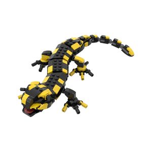 BuildMoc Mecha Fire Salamander Gecko-10 Lizard Building Blocks Set Little Dinosaur Reptile Animal Bricks Toys For Children Gifts