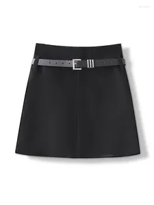 Skirts Circyy Corduroy For Women High Waisted Korean Fashion Mini Summer Black A Line Skirt With Belt Lined