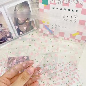 Storage Bags 100pcs Transparent PE Pink Heart Jewelry Self-adhesive Bag Candy Card Holder Po Animation Peripheral Gift