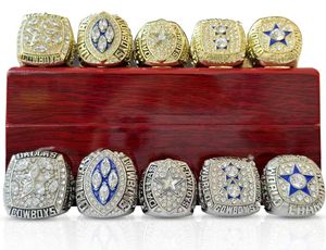5PCS Cowboys Team Poughenir Champions Championship Pierścień z drewnianym pudełkiem na wyświetlaczu mężczyzn prezent fanów 2024