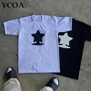 Męska T-shirt Cotton Star Y2K Streetwear Hip Hip Pirnt HARAJUKU TOPS GRAFICZNY TEE KOREBATOWY MODA MODA Odzież estetyczna 240410