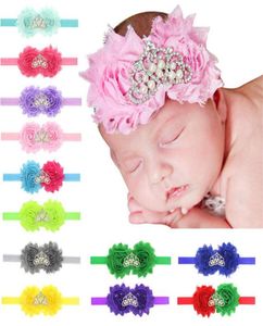 38 Kolory Baby Headbands Flowers Shabby Elastyczne opaski do włosów Dziewczyny Kidshestone Tiara Fairband Children Hair Accessories 48889659