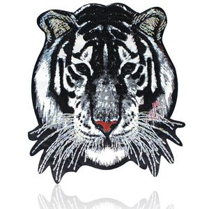 Tiger broderikläder klistermärken Applique paillette tyg tröja paljett t-shirt diy kläder lappkläder sömnad