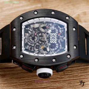 Luxury Men's Watch Richar M Barrel Hollowed-Out Designer Watch Sapphire Mirror Rubber Strap Waterproof Stainless Steel JG67