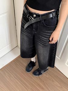 Women's Pants Y2k Aesthetic Summer Casual Trousers Women Vintage Pockets Seven Points Jeans 2024 Harajuku High Waist Wide Leg