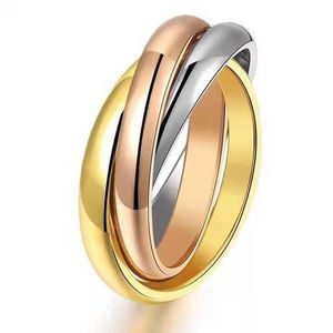 Designer Charm Sansheng III Par Ring Personlighet Enkel 18K Rose Gold Three Non Fading Titanium Steel Kvinnsmycken