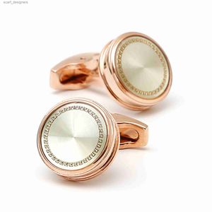 BUFF Links Cufflinks para homens Tomye XK24002 Moda Rose Golded redonda Button Classic Casual Business French Shirt Jóias de punho Y240411