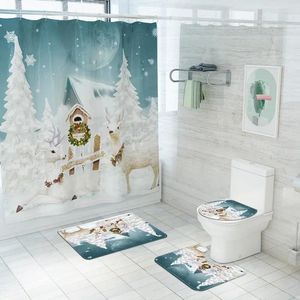 Tende da doccia Buon Natale set tappeti da bagno tappeto Happy Year COPERTURA ANTI SLIT ANTI SATTO NEVE BAGNO DI ALCI