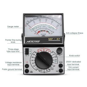 MF47 Ponteiro Ponteiro Ponteiro DC/CA Corrente Testador de Corrente de Capacitância Capacitância Medidor Analog Display Medidor 2500V com campainha