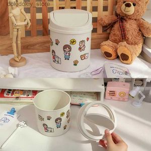 Waste Bins Mini Desktop Bin Small Trash Can Tube with Cover Bedroom Trash Can arbae Can Clean Workspace Storae Box Home Desk Dustbin L49