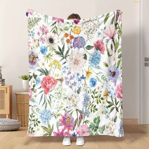 Blumenweiche Flanelldecke - All -Saison, Mehrzweckschuss für Heim und Reisen, Geschenk im zeitgenössischen Stil