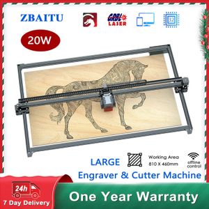 Zbaitu 20W лазерный гравер расширяется 4 диода CNC Cutter M81 80x80 см 3D Металлический деревянный роутер.