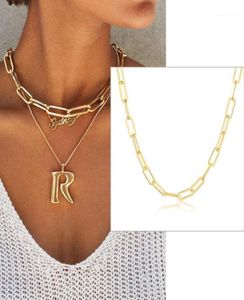 Bohemian Paperclip Chain Women Necklace Rectanglengh Link Hera Choker Collar inossidabile in acciaio in acciaio Oro Color13979036