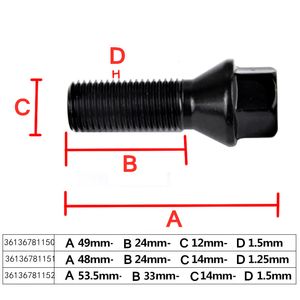 5st Wheel Nut Stud Bolt 36136781150 36136781151 36136781152 för BMW E70 E70N E71 F20 F21 F22 F45 F30 F31 F34 F35 F80 F32 F33