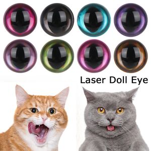 Occhi 3D 12/15/18 mm con ciglia occhi di gatto fai -da -te con pad magico color imbottiti per animali da bambole Accessori giocattoli Accessori giocattoli