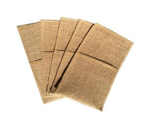 50pcs Burlap Cutlery Pocket Jute Torebka Rustykalny wystrój ślubny Travel Dekoracja ślubna stół centralne 5625352