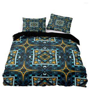 Set di biancheria da letto Coperchio di stampa a quadri vintage set di coperture africano in stile africano doppia taglia doppia con federa per tessuti ben fatti