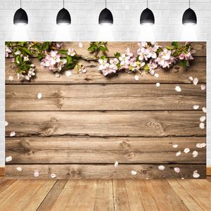 Rustic Wood Floor Flower Photography Background Floral Wooden Board Newborn Baby Birthday Pet Food Portrait Photocall Backdrop