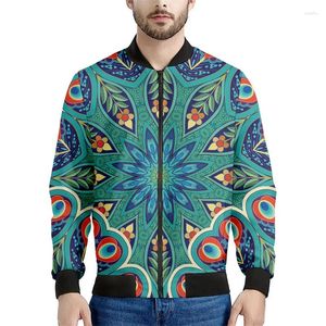 Męskie kurtki Peacock Feather kwiatowy wzór nadruk Bomber Kurtka 3D Bluza z długim rękawem Cool Street Zipperat