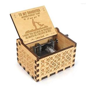Decorative Figurines Wood Music Boxes Engraved Vintage Wooden Sunshine Musical Box Gifts For Birthday/Christmas (Dad To Daughter)
