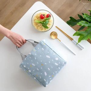 Storage Bags Lunch Box Food Bag Organizer Hand Strap Picnic Thermal Insulated Canvas School Bento Container