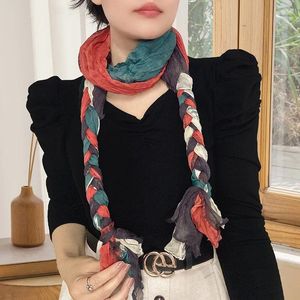 Halsdukar damer söt halsduk multi funktionell pannband handvävd wraps elegant kvinnors sjal höst vinter trend ljus lyx