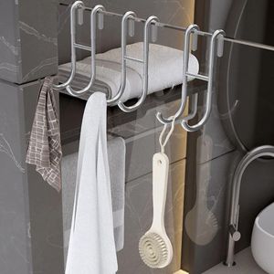 Shower Door Hook Stainless Steel Over the Frameless Glass Door Hanger for Bath Towels Clean Ball Squeegee Holder Rack S-Shape