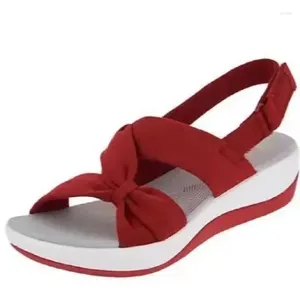 Klänningskor Kvinnor Sandaler 2024 Sommar Stängd tå Roman Bow Platform Wedges Plus Size 42