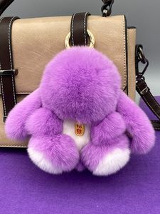 14cm/5.5" Real Genuine Rex Rabbit Fur Bunny Bag Charm KeyChain Bag Accessories Phone Purse Pendant