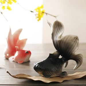 3D Goldfish Tea Pet Desktop Decoration Ceramic Home Accessories Boutique Ceremony Tray Props 240411