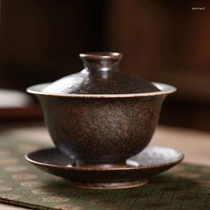 Teaware set Jingdezhen handgjorda gaiwan singel tepaken Grabbad glasyr som stödjer stor storlek bryggfärg ru ware master