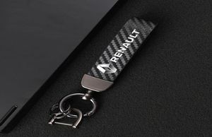 Keychains Leather Car KeyChain 360 Degree Rotating Horseshoe Key Rings For Renault Megane 2 3 4 Clio Duster Captur Accessories1635324