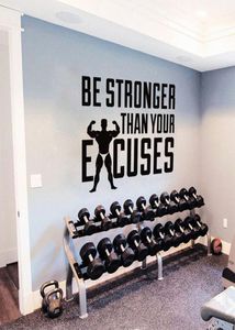 Gym Motivation Quote Wall Decal Stronger Than Your Excuses Wall Art Gym Vinyl Wall Sticker Home Decor Removable Wallpaper3093279