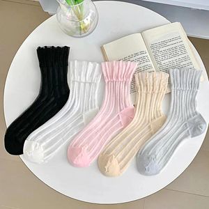 Women Socks Casual Striped Summer Ultra-thin Transparent Crystal Silk Korean Fashion Harajuku Streetwear Nylon Long