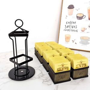 Kitchen Storage With 8 Compartments Tea Bag Organizer Rotating 2 Tier Holder Metal Coffee Rack Cabinet