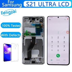 Samsung Galaxy S21 Ultra 5G G998B G998F G998U LCD için S21ULTRA LCD için Süper AMOLED Dokunmatik Ekran Sakatı Montajı