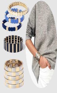 Braccialetti in lega d'argento in argento oro flatfoosie donne allungate piastrelle smaltabili impilabili braccialetti regolabili braccialetti uomini gioielli Q0718983414