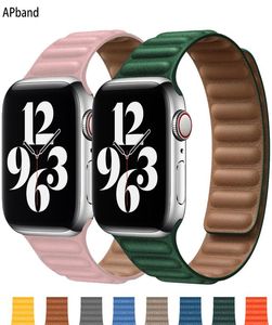 Collegamento in pelle per Apple Watch Band 44mm 40mm 38mm 42mm 42mm Watchband Original Magnetic Loop Bracciale Iwatch Seires 3 5 4 6 ST Strap2807217