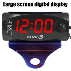 LED 3 em 1 voltímetro Conjunto de motocicleta Relógio eletrônico Display Digital VoltmeterWatch IP67 Termômetro de motor à prova de poeira à prova d'água