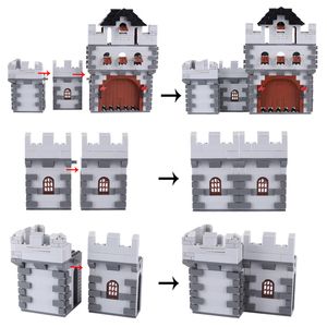 Construção de parede da cidade do castelo medieval Blocks antigos de armas de cerco de armas de vigia da tenda da tenda Chariot Bonfire Bricks Toys Toys