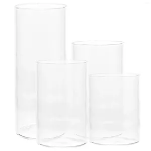 Candle Holders 4 Pcs Glass Cup Clear Shades Small Holder Tall Pillar Candles