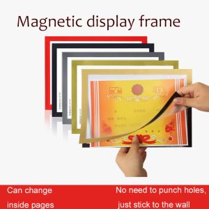 Styrelse A4 2st fördubblar Magnetiska displayinläggningar Självhäftande PVC -affischram Certifikat Dokument Papper Bilddekoration Frame