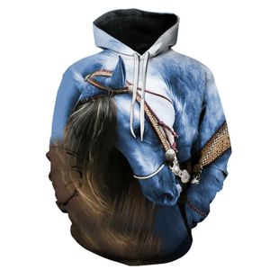 Sweater Designer Novos produtos Listados Explosões Spring e Autumn Animal Horse 3D Impresso com capuz masculino da moda casual feminino casual