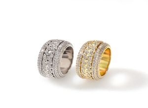 Rotatable Fashion Hip Hop Jewelry Mens Gold Silver Ring High Quality Diamond Iced Out Rings5906257