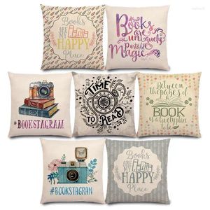 Pillow Happy Days Nice Tea Reading Good Books Beautiful Life Gorgeous Words Decorative Letters Cover Sofa Case