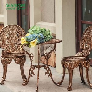 Top Sale Outdoor Garden Cast Aluminium Patio Furniture Set Balcony Crown Table and Chairs