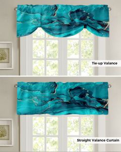 Aqua Marble Golden Lines Window Valance Komania