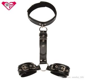 Colletto di schiavi sessuali con manette Fetish BDSM Bondage Restringe Cuffi a mano Gampi per adulti Prodotti sessuali giocattoli sessuali per coppie9223502