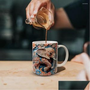 Tassen 3d Elefant Becher langlebig drei nennenswerte kreative Raumdesign MTI-Purple Ceramic Tasse Tee Tiere Drop Lieferung Hausgarten Küche OTCGB