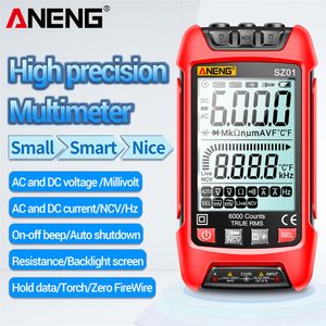 Aneng SZ02 6000 zählt digitales Multimeter DC -Wechselspannungsstrom True RMS NCV Multimeter -Widerstandsfrequenz mit LED -Leuchten